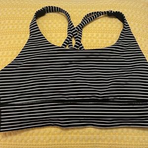 Lululemon Black/White Stripe, Longline Energy Bra, size 12